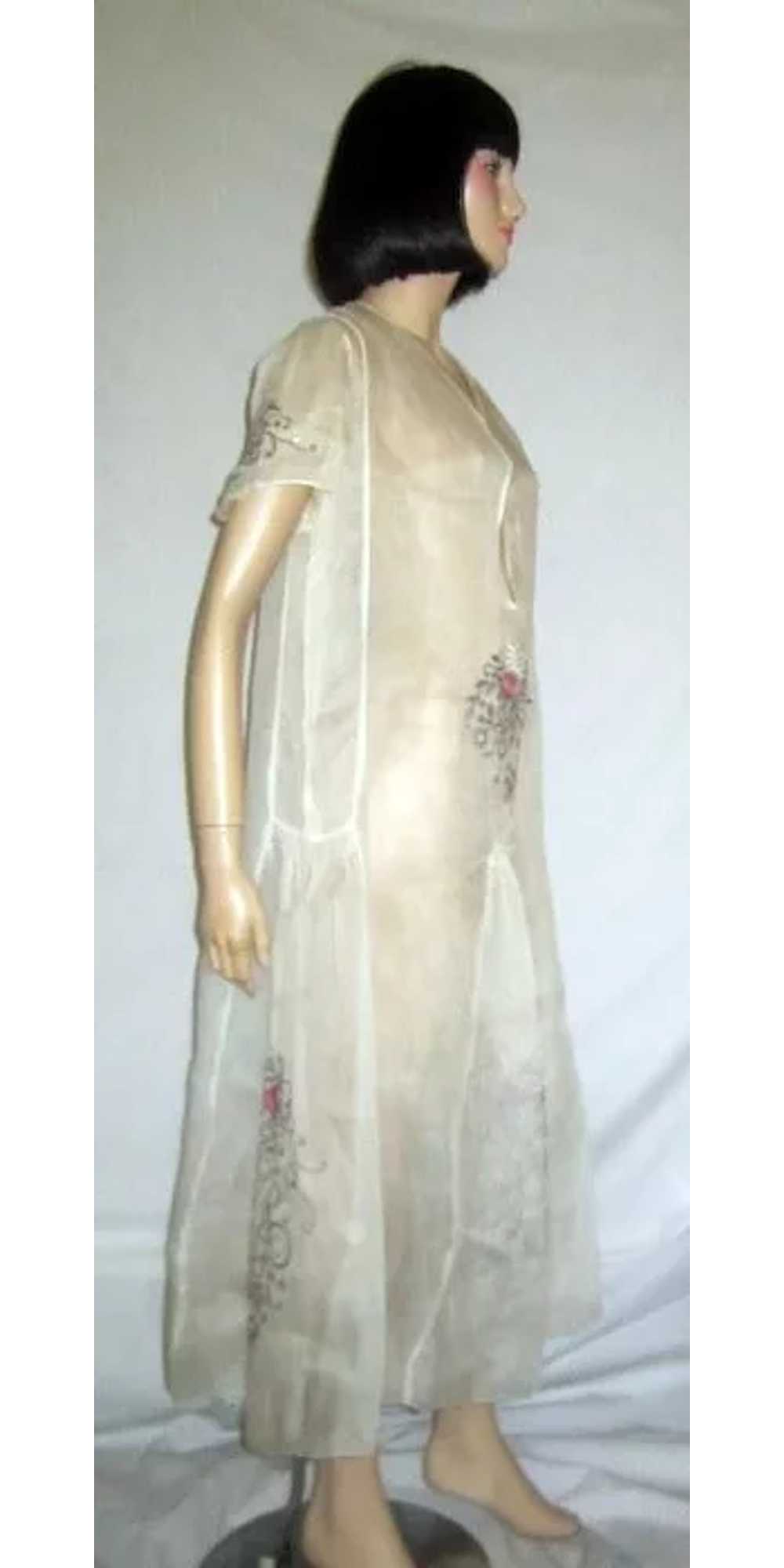 1920's Hungarian White Voile Summertime Embroider… - image 2