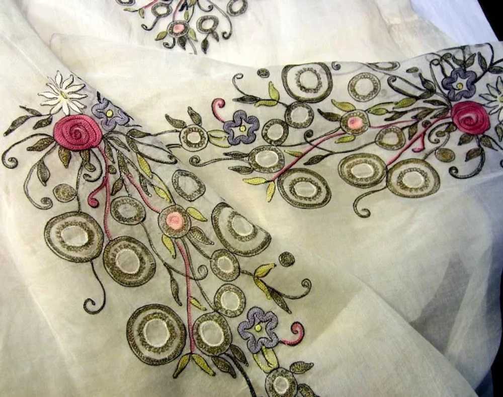 1920's Hungarian White Voile Summertime Embroider… - image 7
