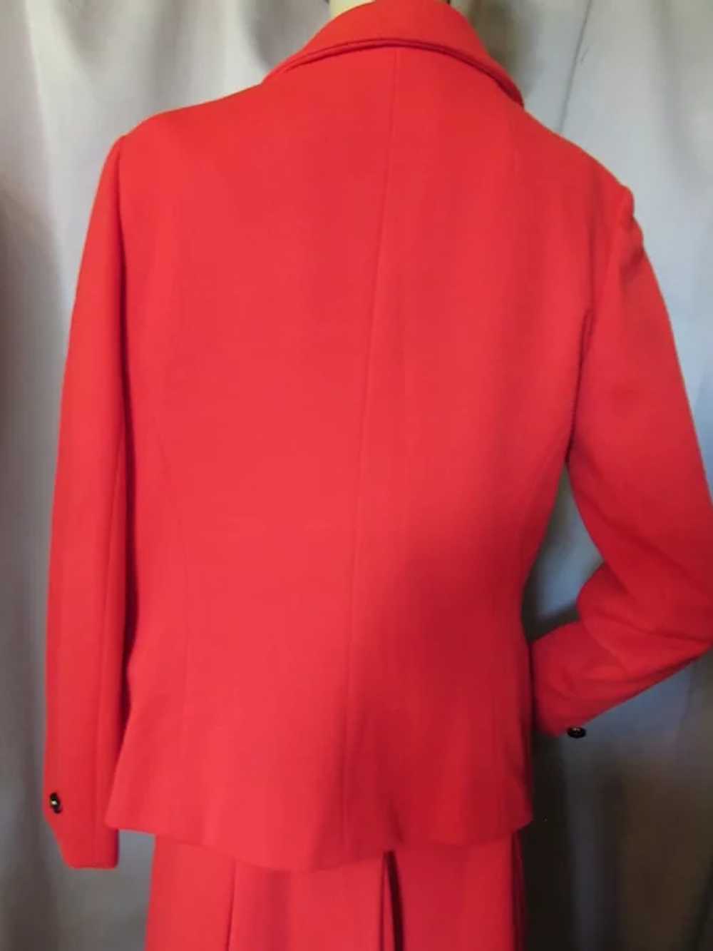 Cherry Red Knit Jacket Dress Set 1970 Era - image 10