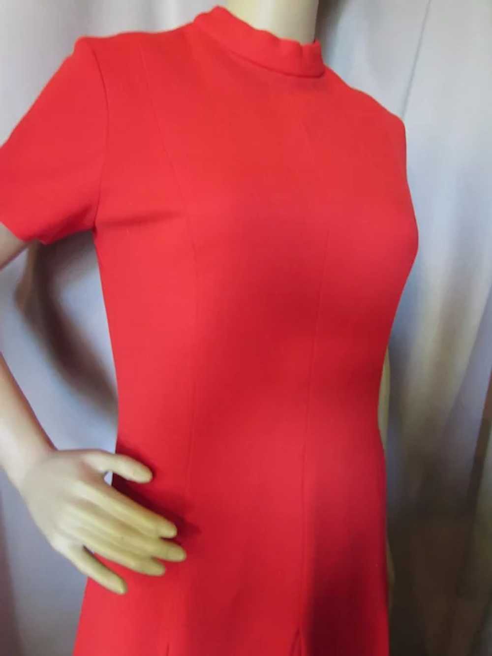 Cherry Red Knit Jacket Dress Set 1970 Era - image 4