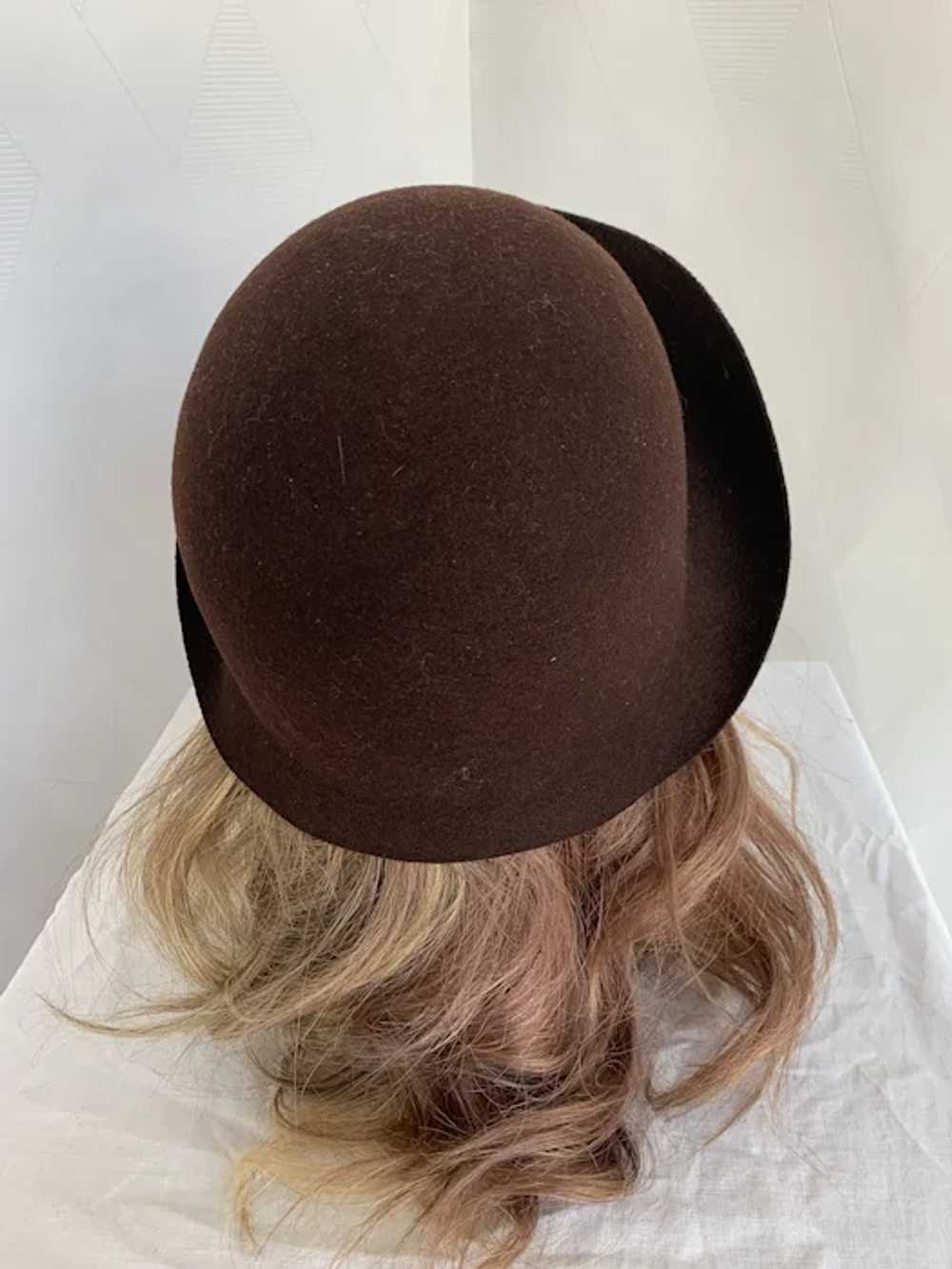 Chocolate Brown Wide Brimmed Felt Cloche - image 4