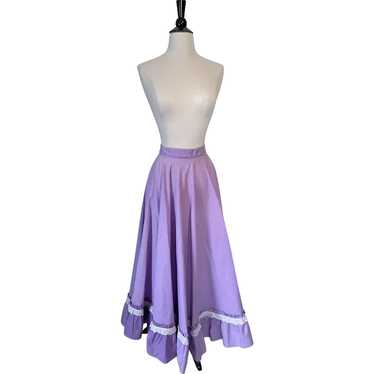 Vintage 1980s Purple Cotton Maxi Prairie Skirt
