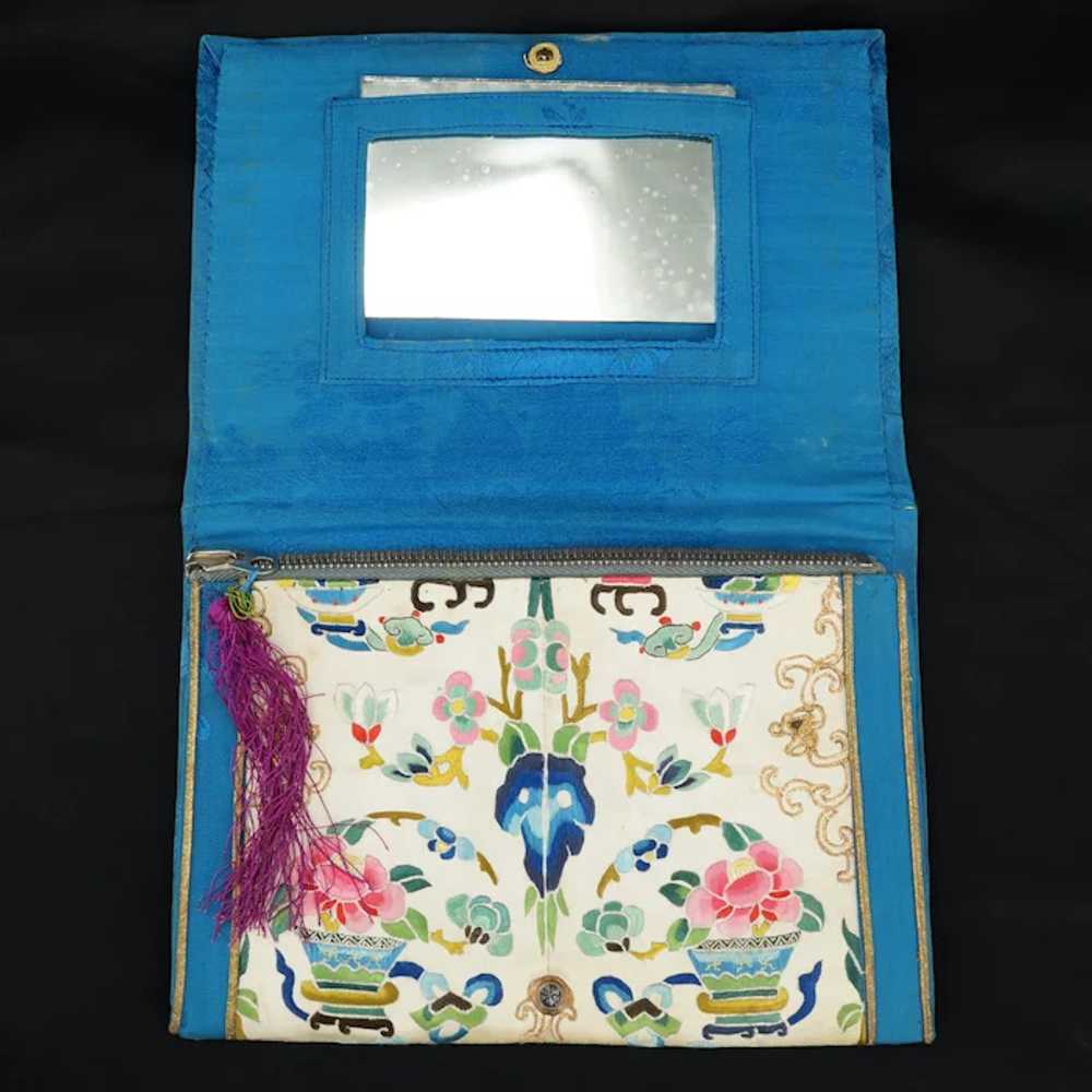 Vintage Chinese Embroidered Clutch Purse with Mat… - image 6
