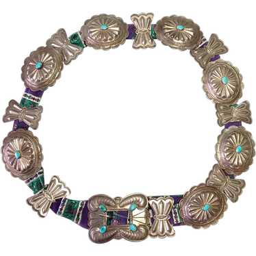 Navajo Concho Belt Silver Turquoise - image 1