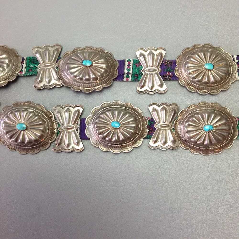 Navajo Concho Belt Silver Turquoise - image 2