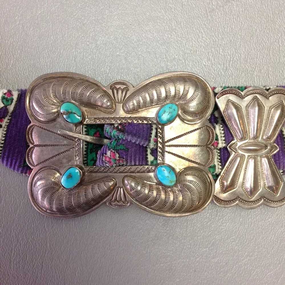 Navajo Concho Belt Silver Turquoise - image 3