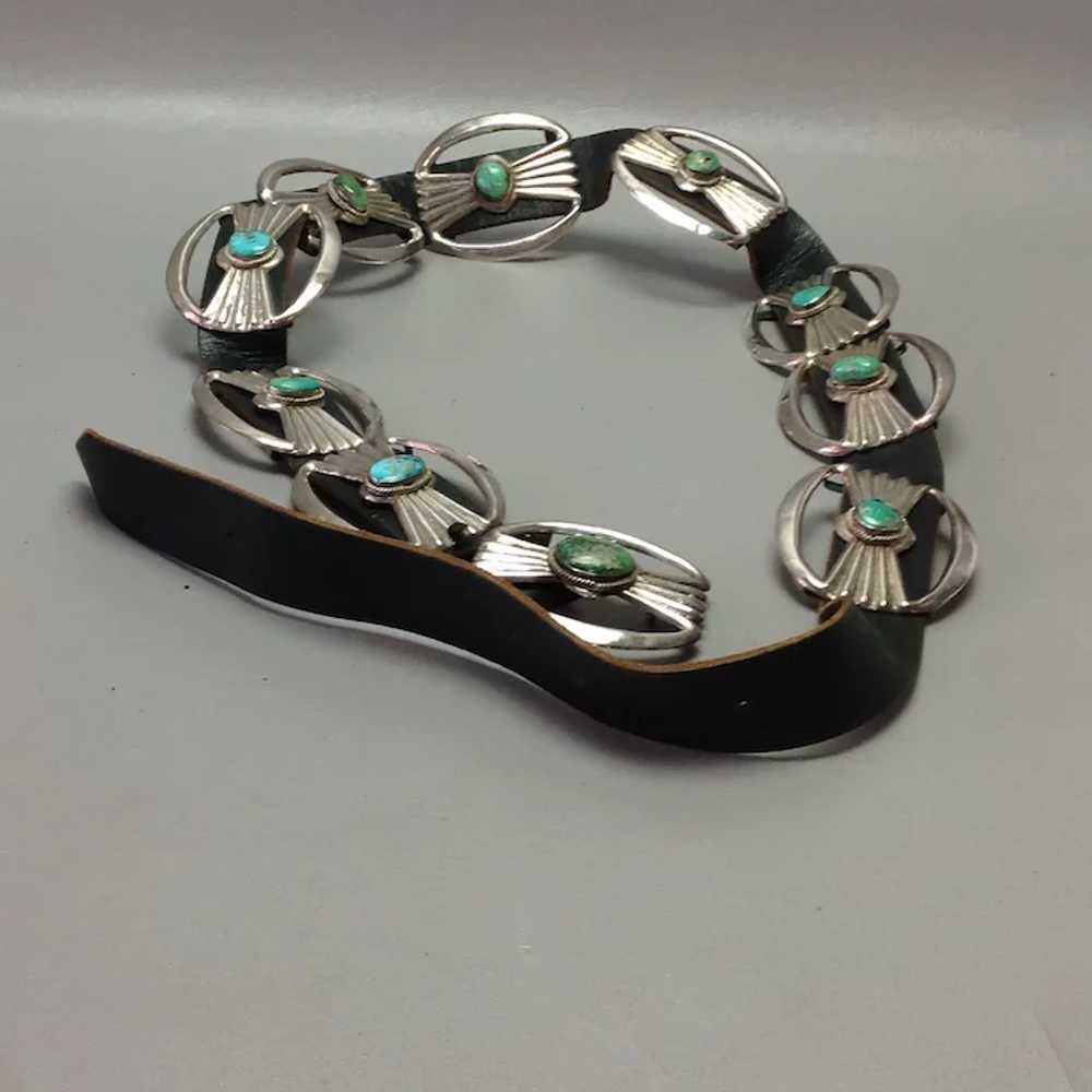 Native American Turquoise Sandcast Silver Concho … - image 5