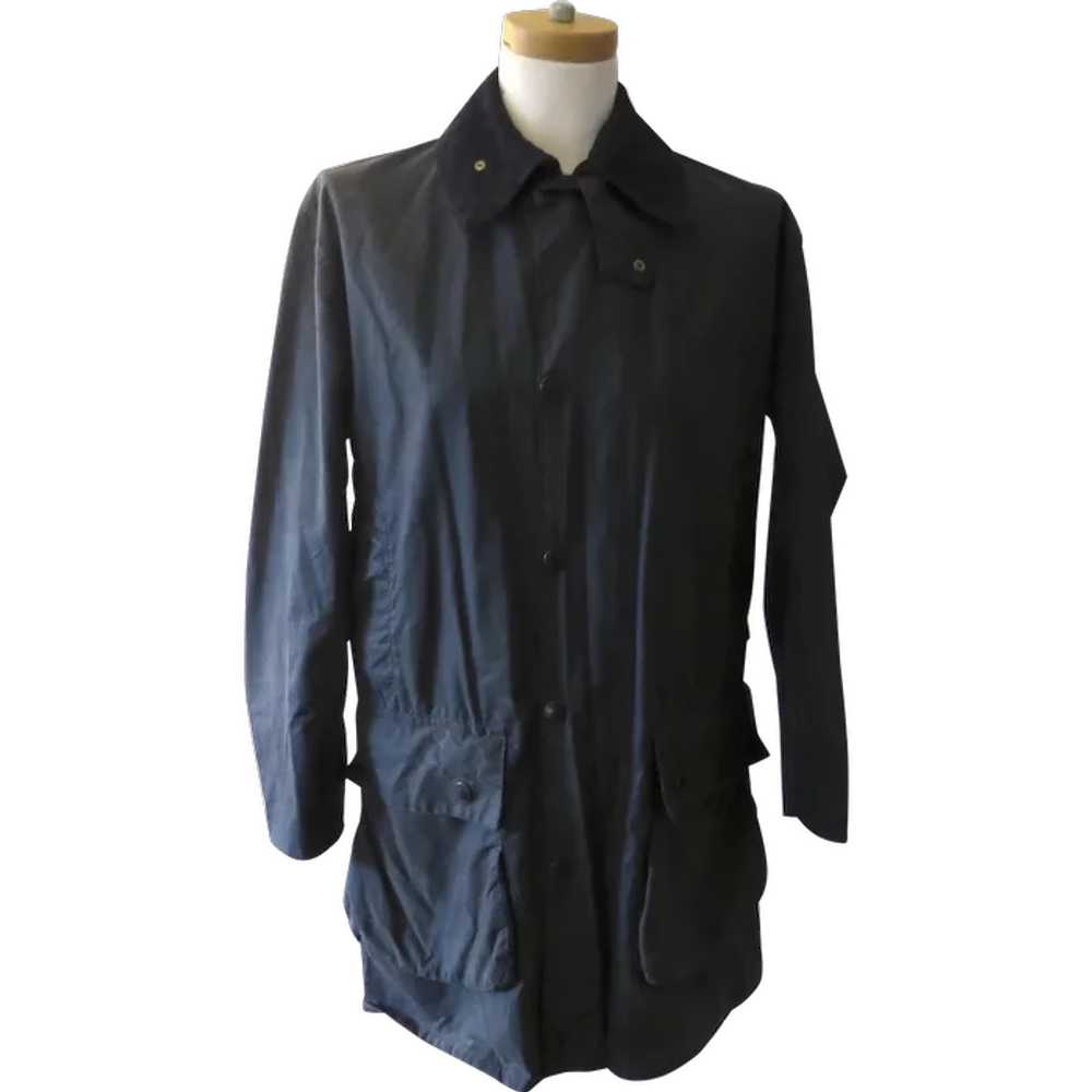 Vintage Women's Barbour Waxed Coat Jacket Dark Na… - image 1