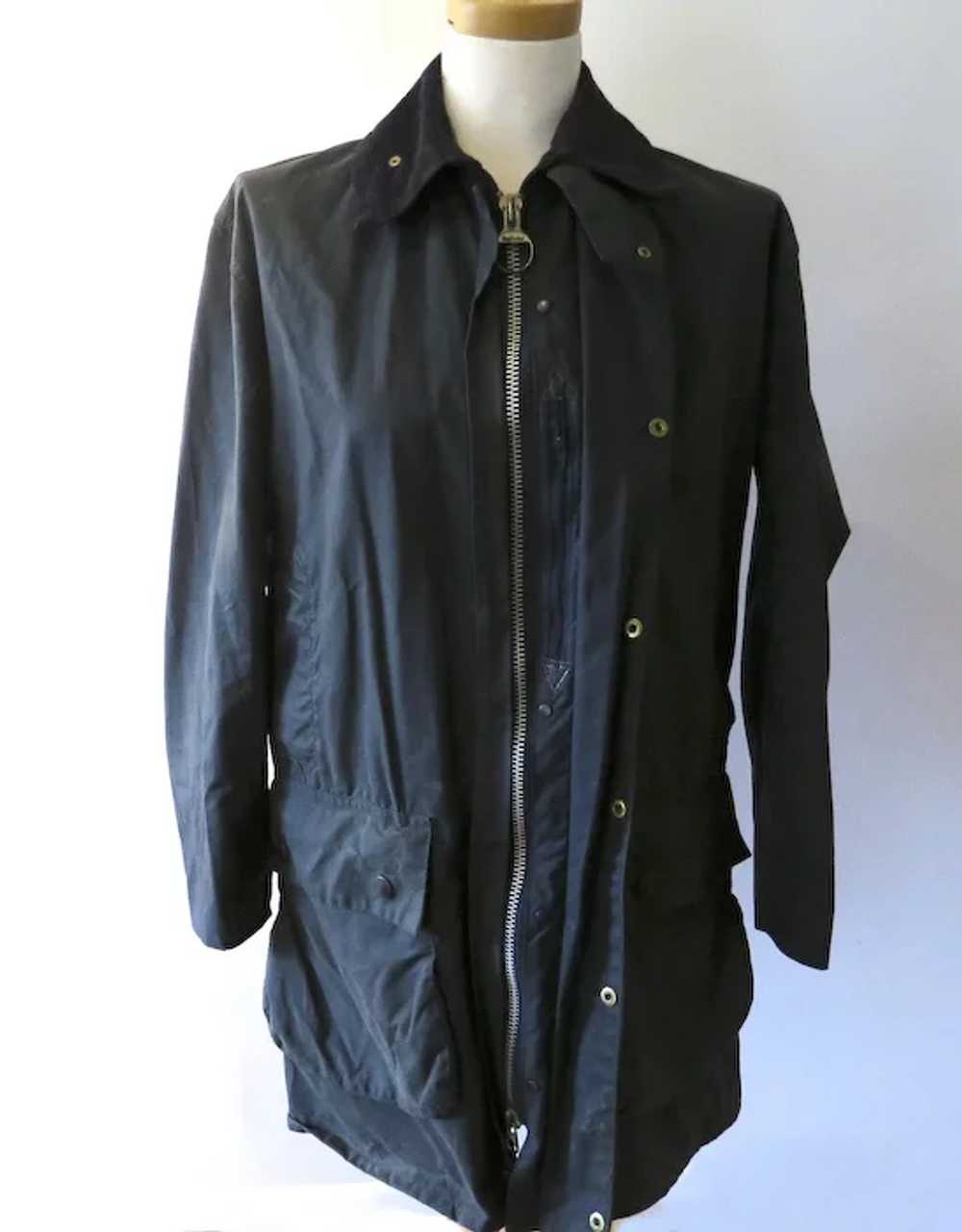 Vintage Women's Barbour Waxed Coat Jacket Dark Na… - image 4