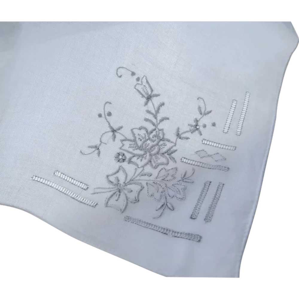 Vintage Older Organdy Embroidered Handkerchief - image 1