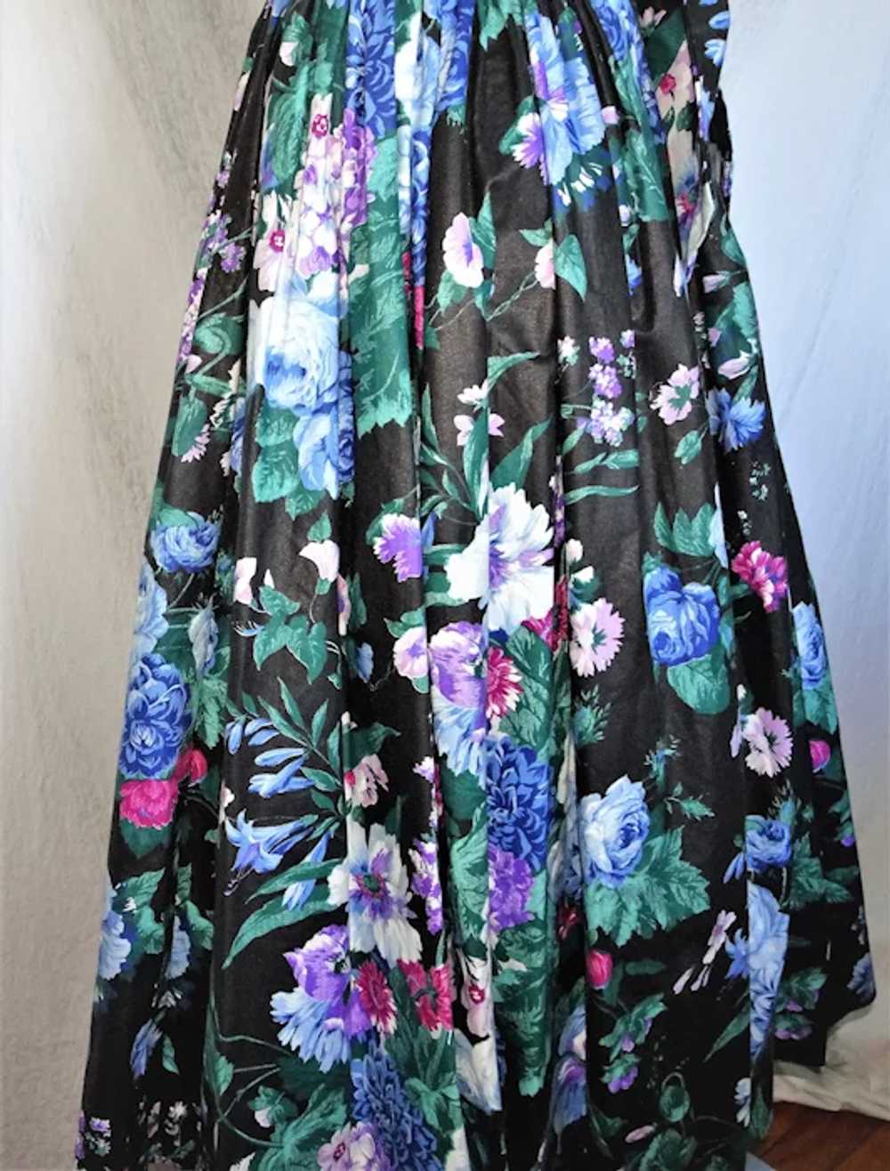 Vintage 1980s Expo Dress Black Floral Print Puff … - image 8