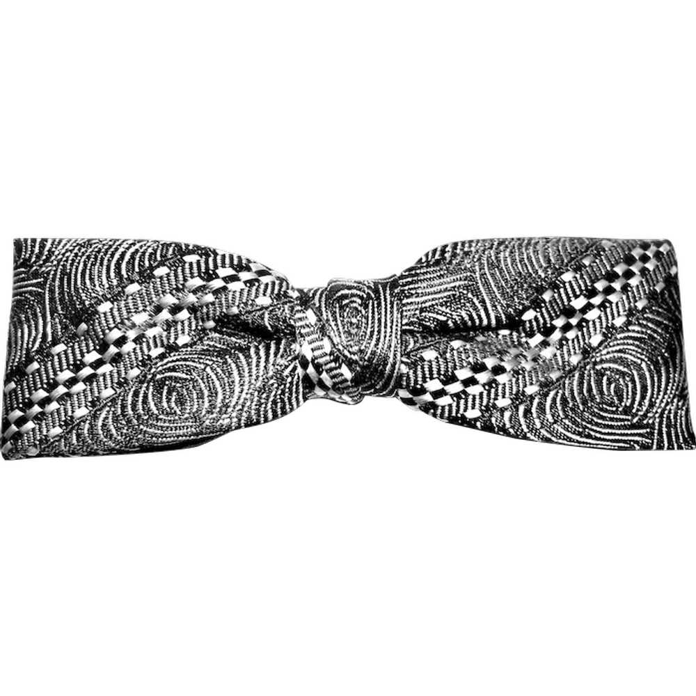 Elegant Retro 1950’s Clip On Bow Tie in Monochrome - image 1