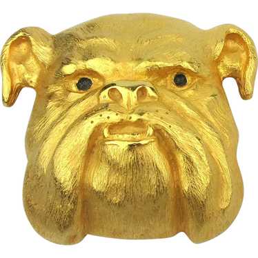 Vintage Doreen Ryan Goldtone BULLDOG Belt Buckle