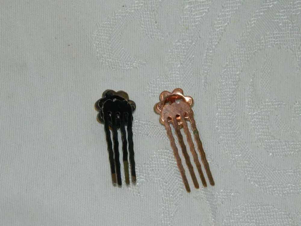 Sparkling Rhinestone Hair Pins Pair Rose Gold Bla… - image 2