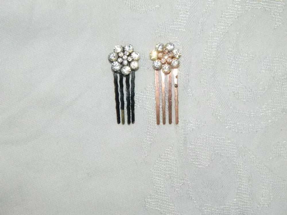 Sparkling Rhinestone Hair Pins Pair Rose Gold Bla… - image 3