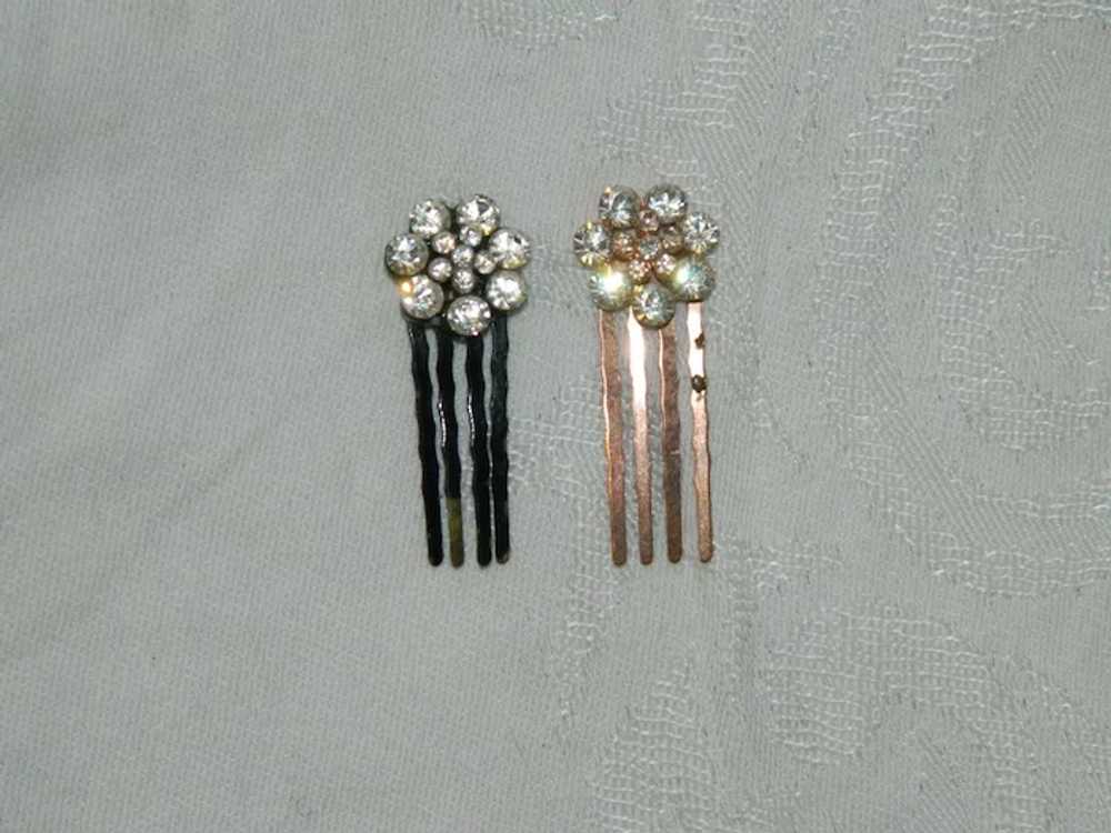 Sparkling Rhinestone Hair Pins Pair Rose Gold Bla… - image 4