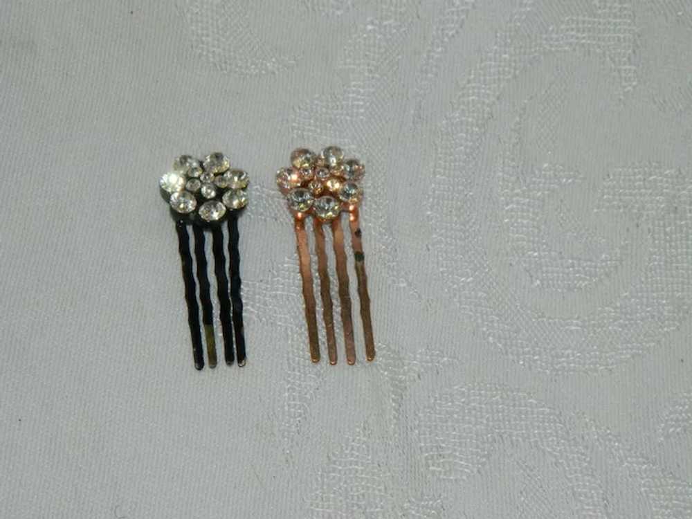 Sparkling Rhinestone Hair Pins Pair Rose Gold Bla… - image 5