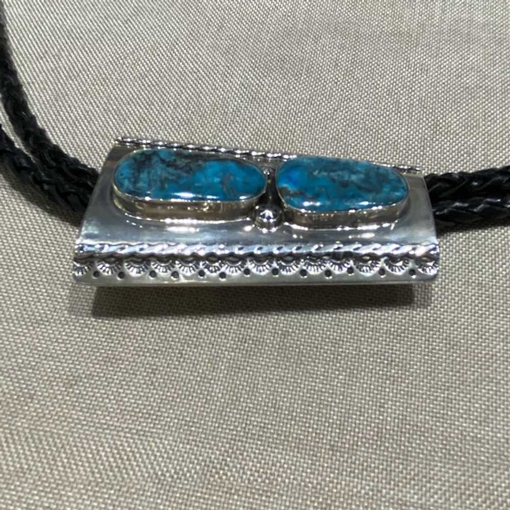 Bolo Tie with Turquoise And Sterling Silver - image 5
