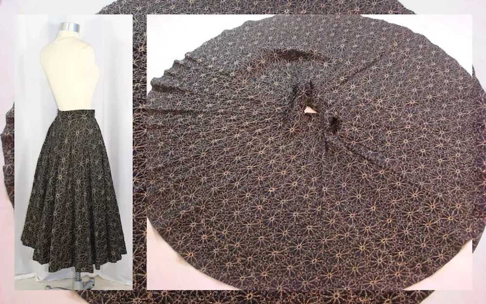 Vintage 1950s Novelty Quilted Black Circle Skirt … - image 8