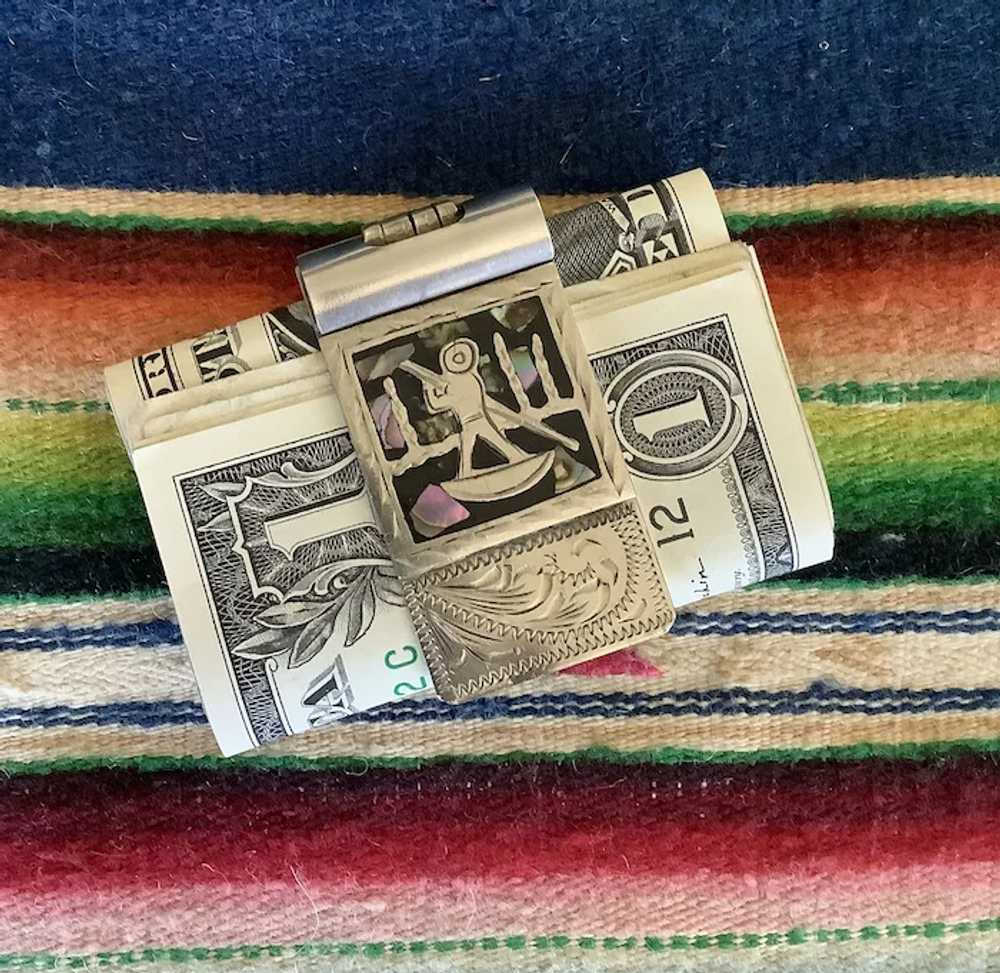 Vintage Alpaca Mexico money clip with inlaid moth… - image 4