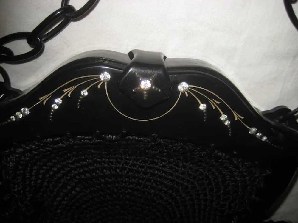 1920’s Celluloid Frame Purse with Rhinestones & B… - image 2