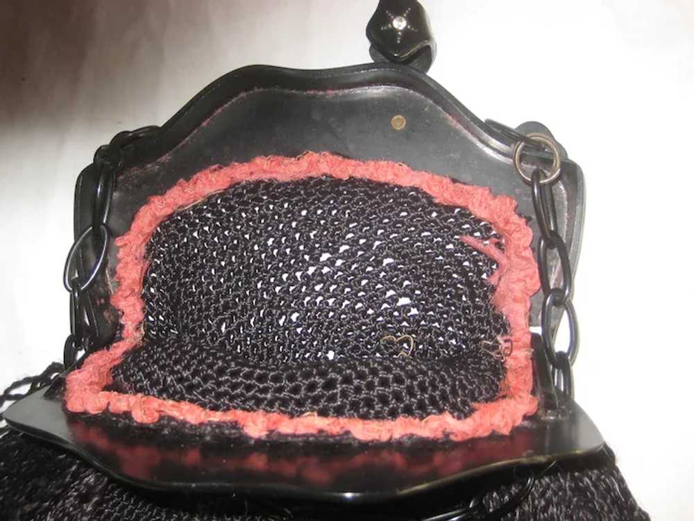 1920’s Celluloid Frame Purse with Rhinestones & B… - image 4