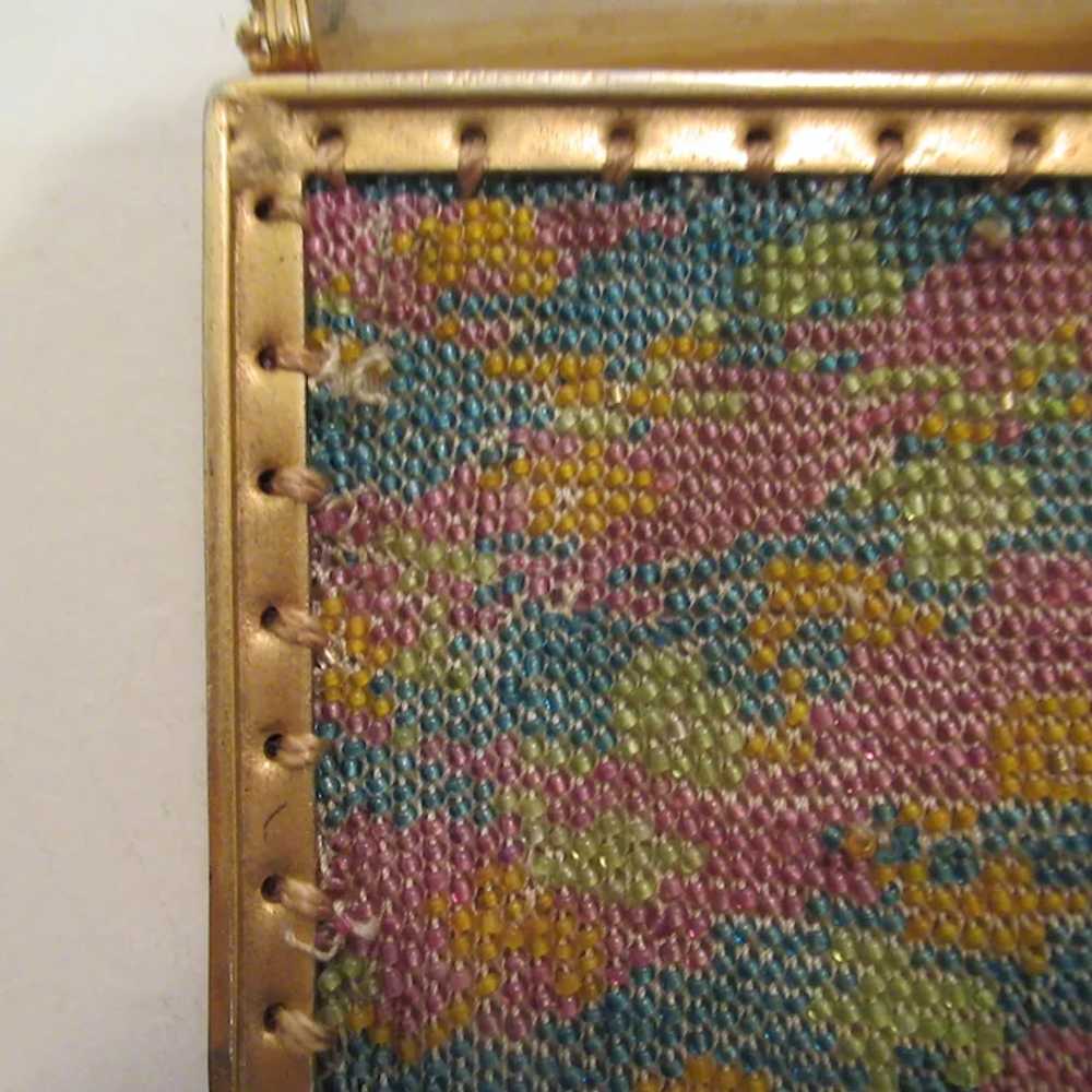 Micro Beaded Purse Pastel Vintage Antique Bag Han… - image 4
