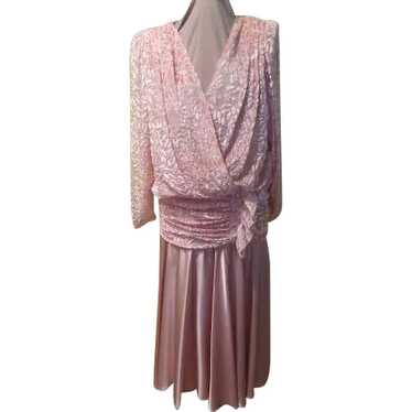 80's Glam Pink Cut Velvet Dress