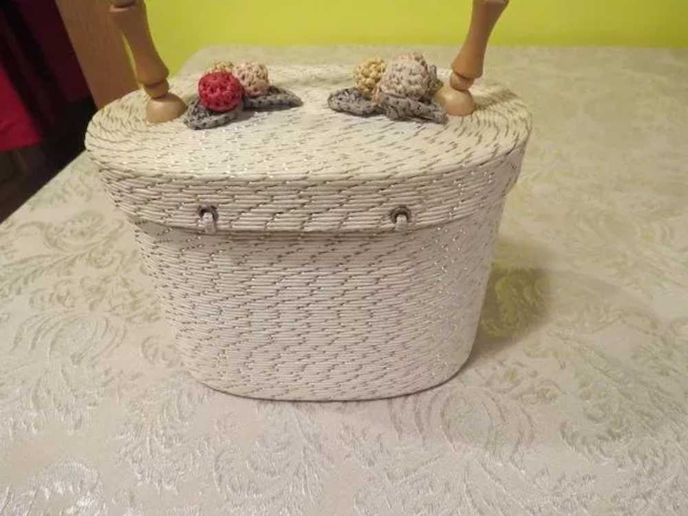 Bel-Air Raffia Crocheted Flower Handbag/purse - b… - image 3