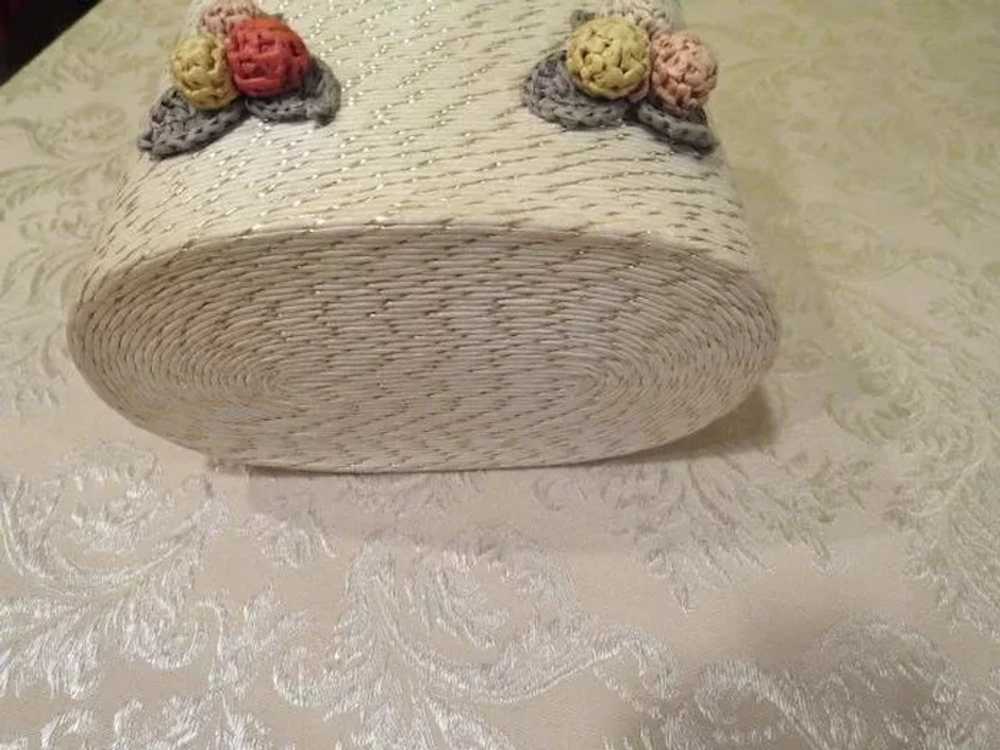 Bel-Air Raffia Crocheted Flower Handbag/purse - b… - image 5