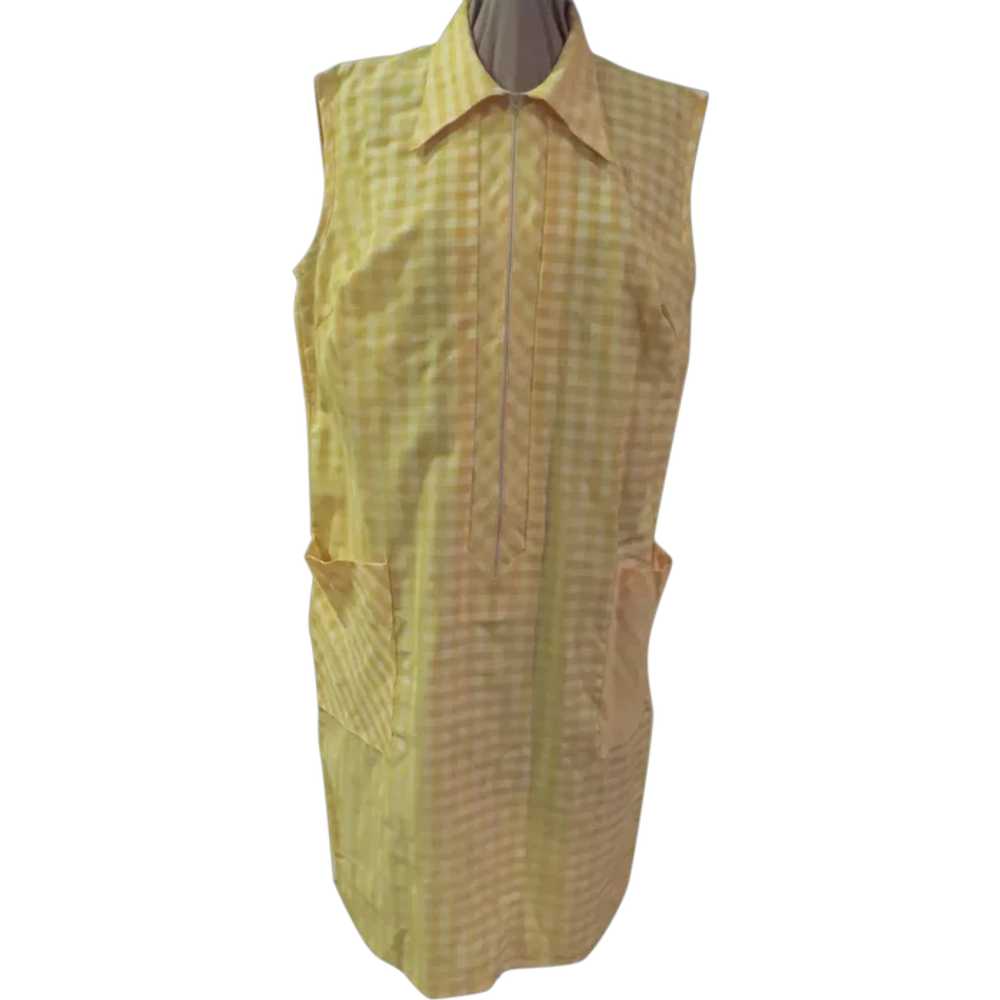 Zip Front Yellow Check Dress - image 1