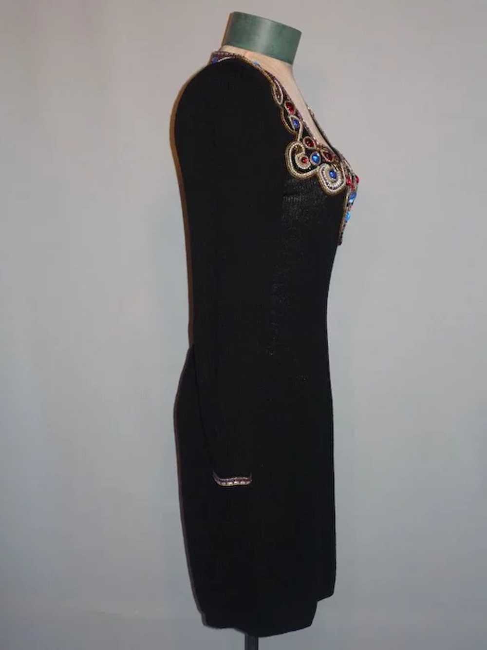 Vintage 1980s Lillie Rubin Black Knit Dress  Spec… - image 3