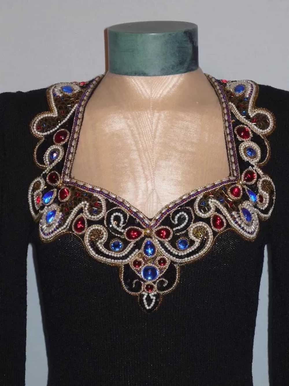 Vintage 1980s Lillie Rubin Black Knit Dress  Spec… - image 4