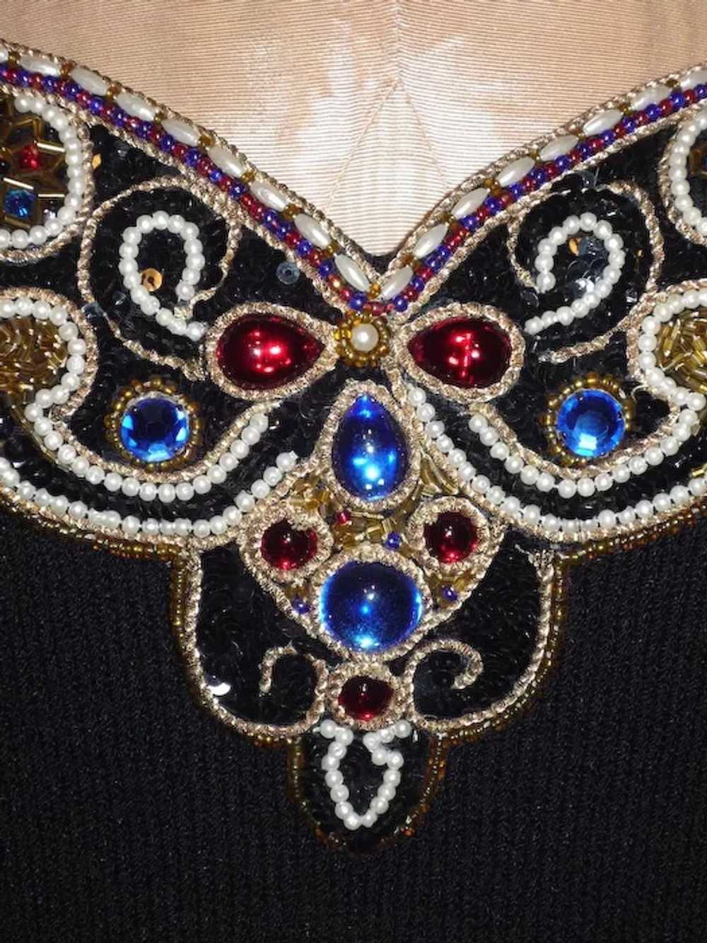Vintage 1980s Lillie Rubin Black Knit Dress  Spec… - image 5