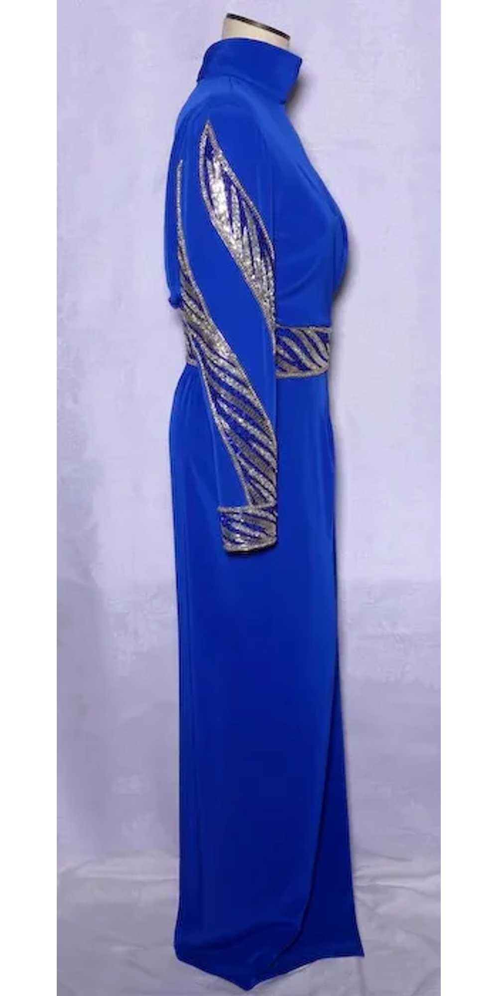 1990s Evening Gown Carol Kaplan Royal Blue With S… - image 2