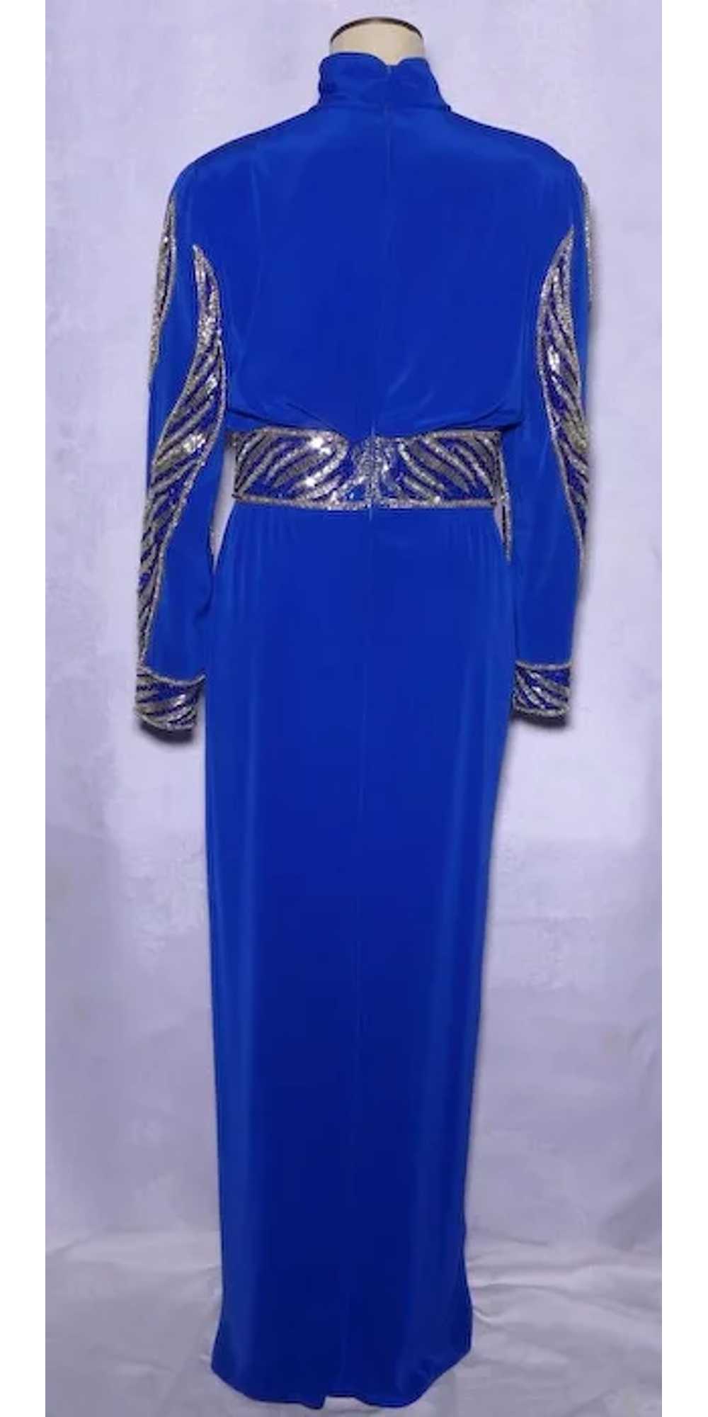 1990s Evening Gown Carol Kaplan Royal Blue With S… - image 3