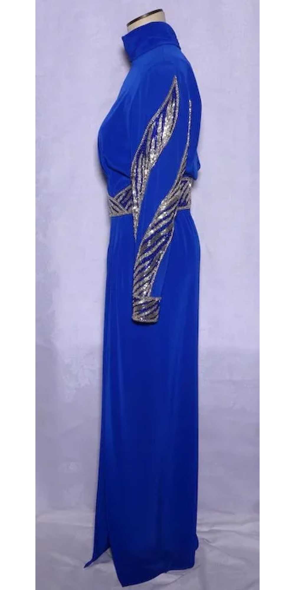 1990s Evening Gown Carol Kaplan Royal Blue With S… - image 4