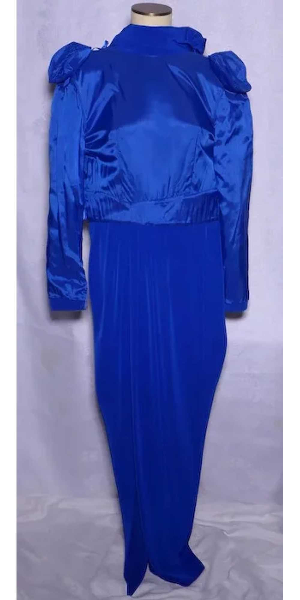 1990s Evening Gown Carol Kaplan Royal Blue With S… - image 5