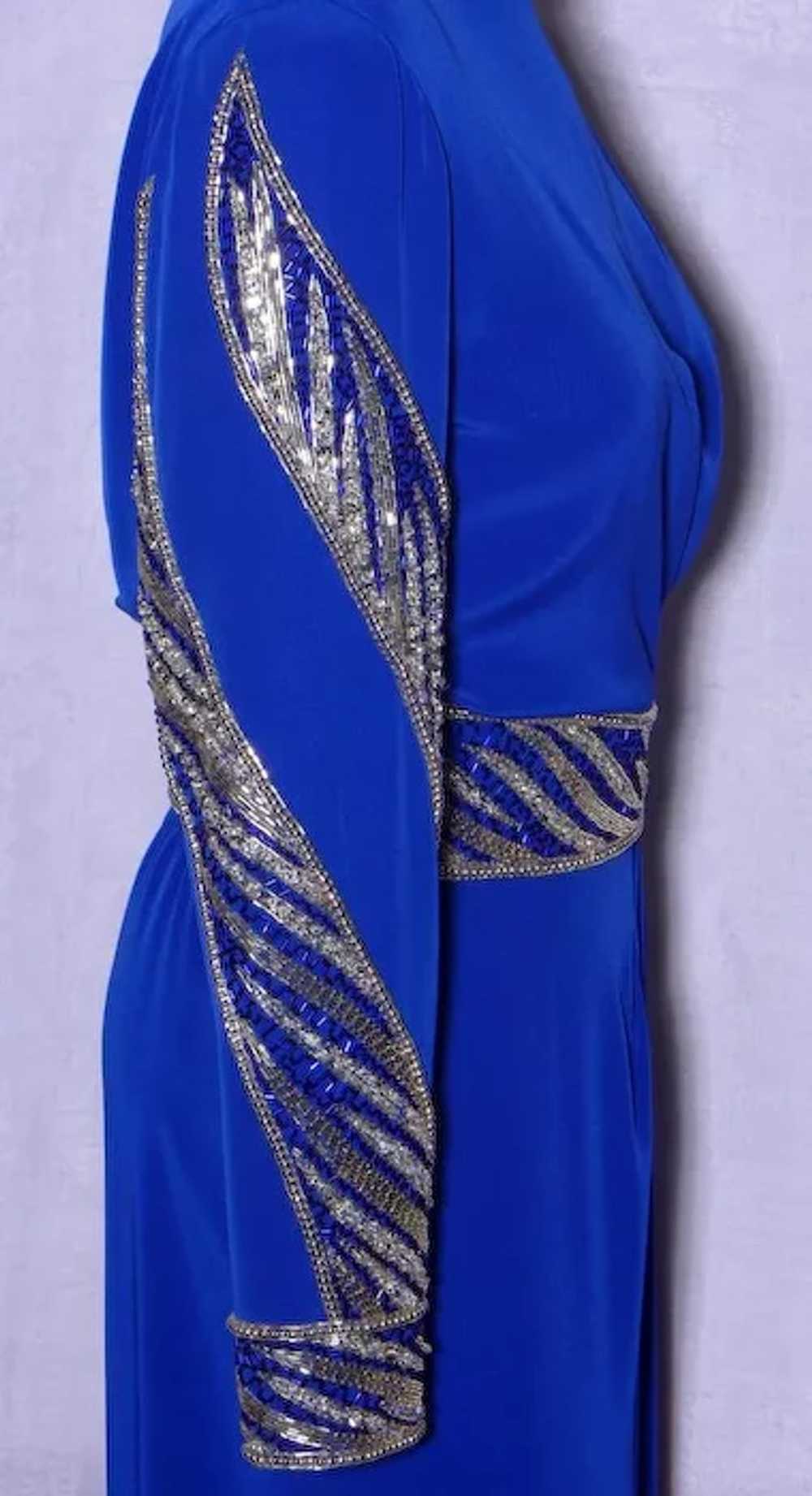 1990s Evening Gown Carol Kaplan Royal Blue With S… - image 6