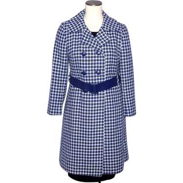 Vintage 1970s Lorendale Wool Coat Navy Blue and W… - image 1