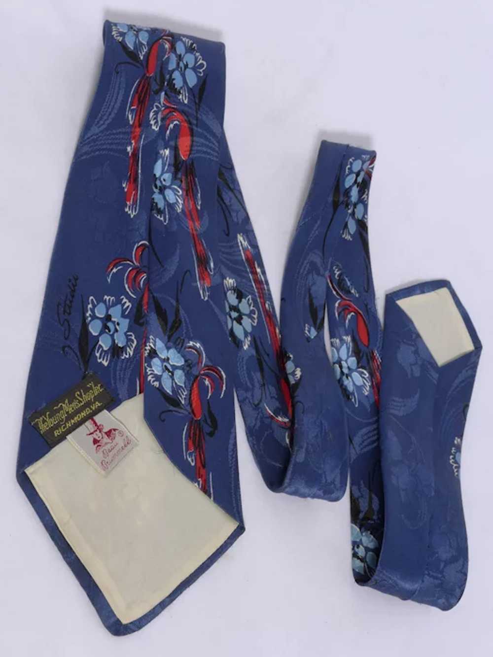 Vintage 1950s Beau Brummell Silk Floral Print Tie… - image 2