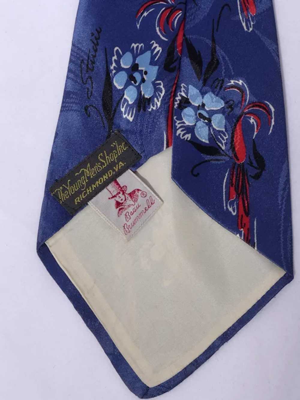 Vintage 1950s Beau Brummell Silk Floral Print Tie… - image 3