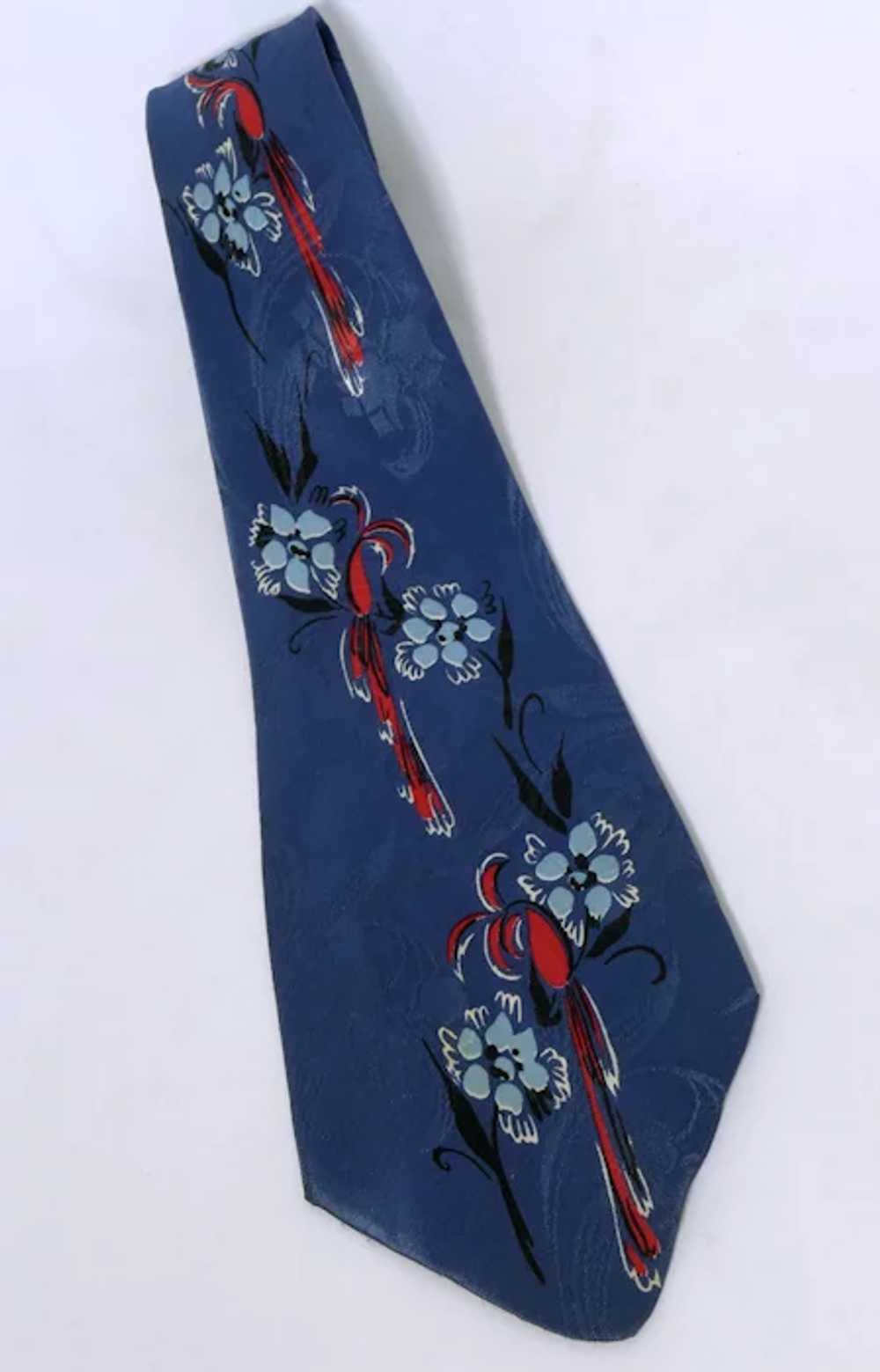 Vintage 1950s Beau Brummell Silk Floral Print Tie… - image 4