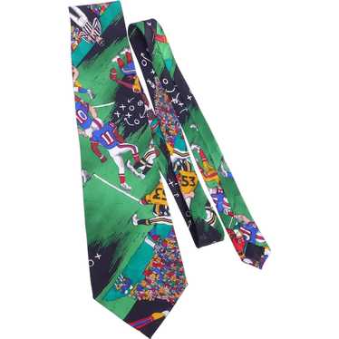 Nicole Miller Football Novelty Print Silk Necktie 