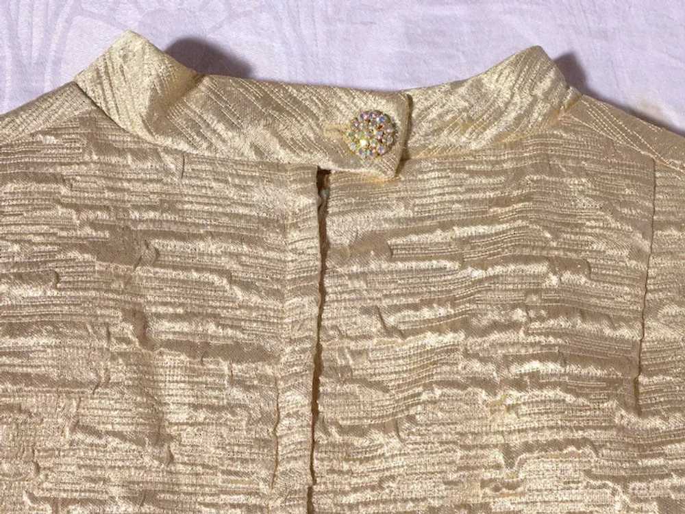 Vintage 1960s Gold Metallic Fabric A-Line Dress M… - image 7