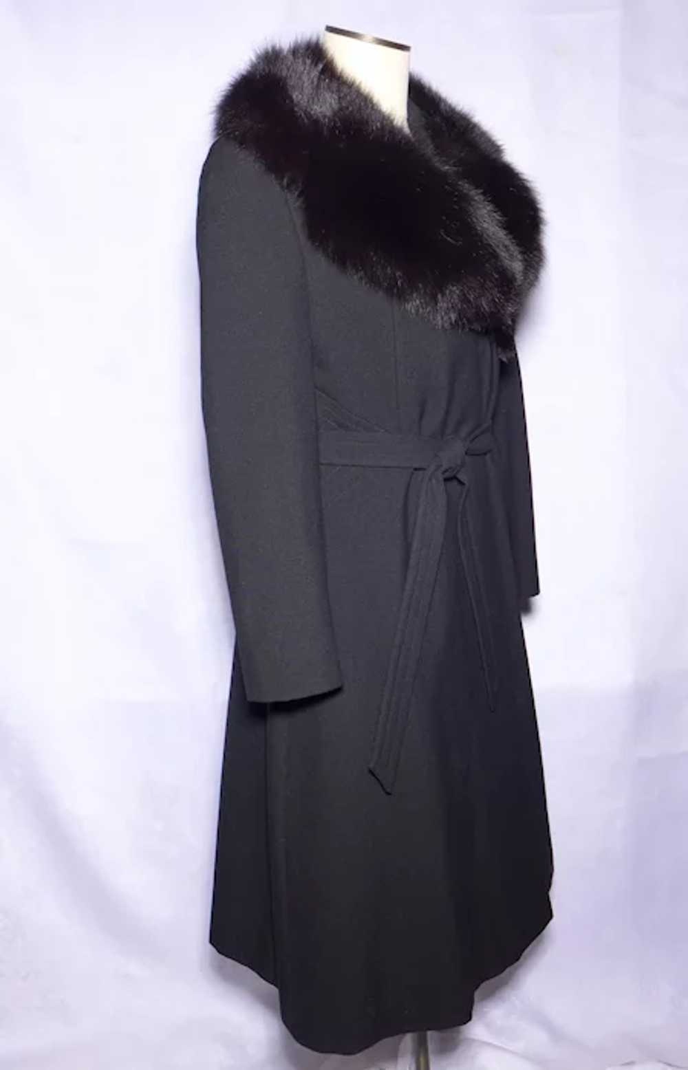Vintage 1970s Lorendale Black Wool Coat Black Fox… - image 10