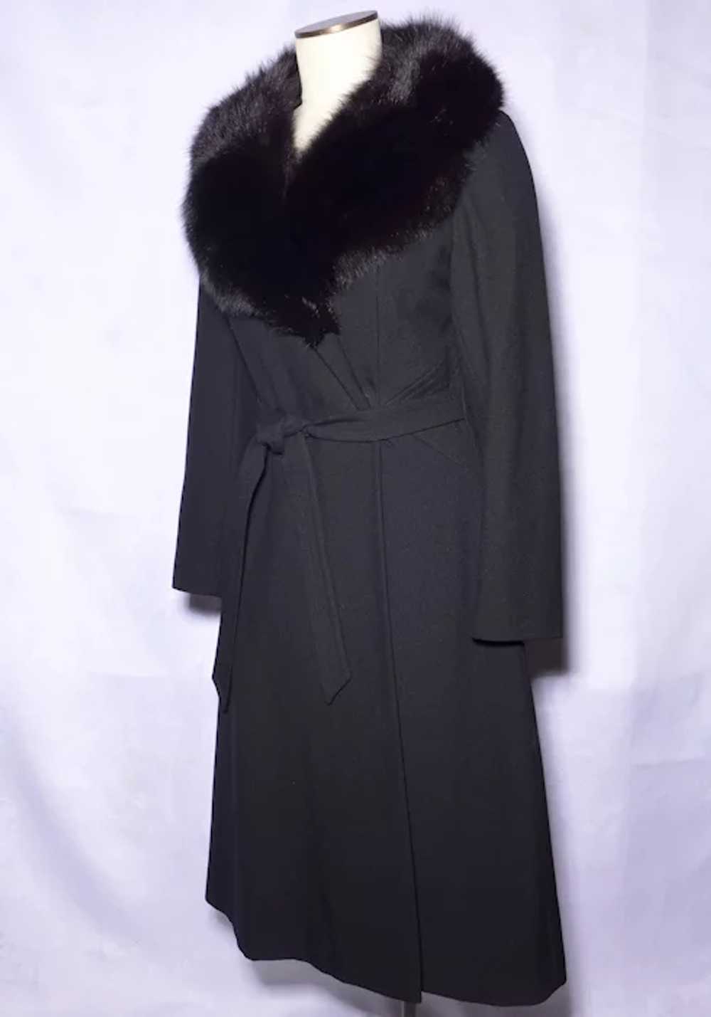 Vintage 1970s Lorendale Black Wool Coat Black Fox… - image 11
