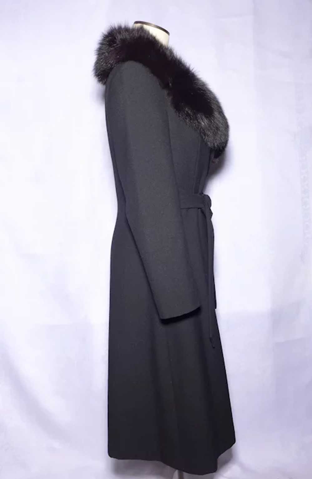 Vintage 1970s Lorendale Black Wool Coat Black Fox… - image 2