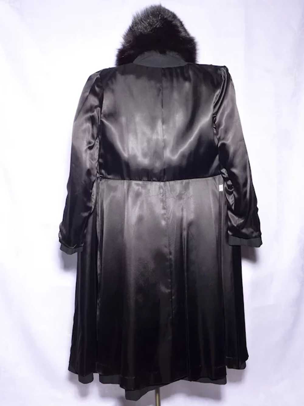 Vintage 1970s Lorendale Black Wool Coat Black Fox… - image 6
