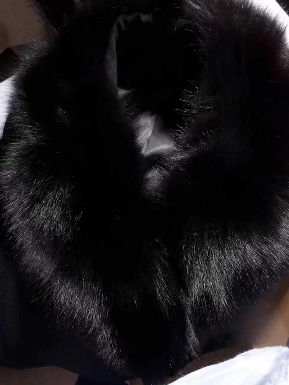 Vintage 1970s Lorendale Black Wool Coat Black Fox… - image 9